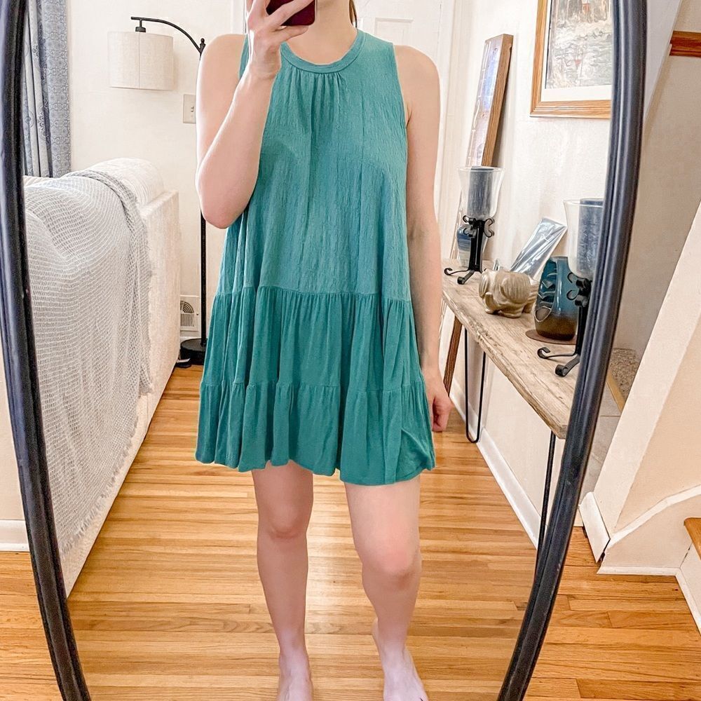 Free People Right On Time Tunic Tank Top in Green M